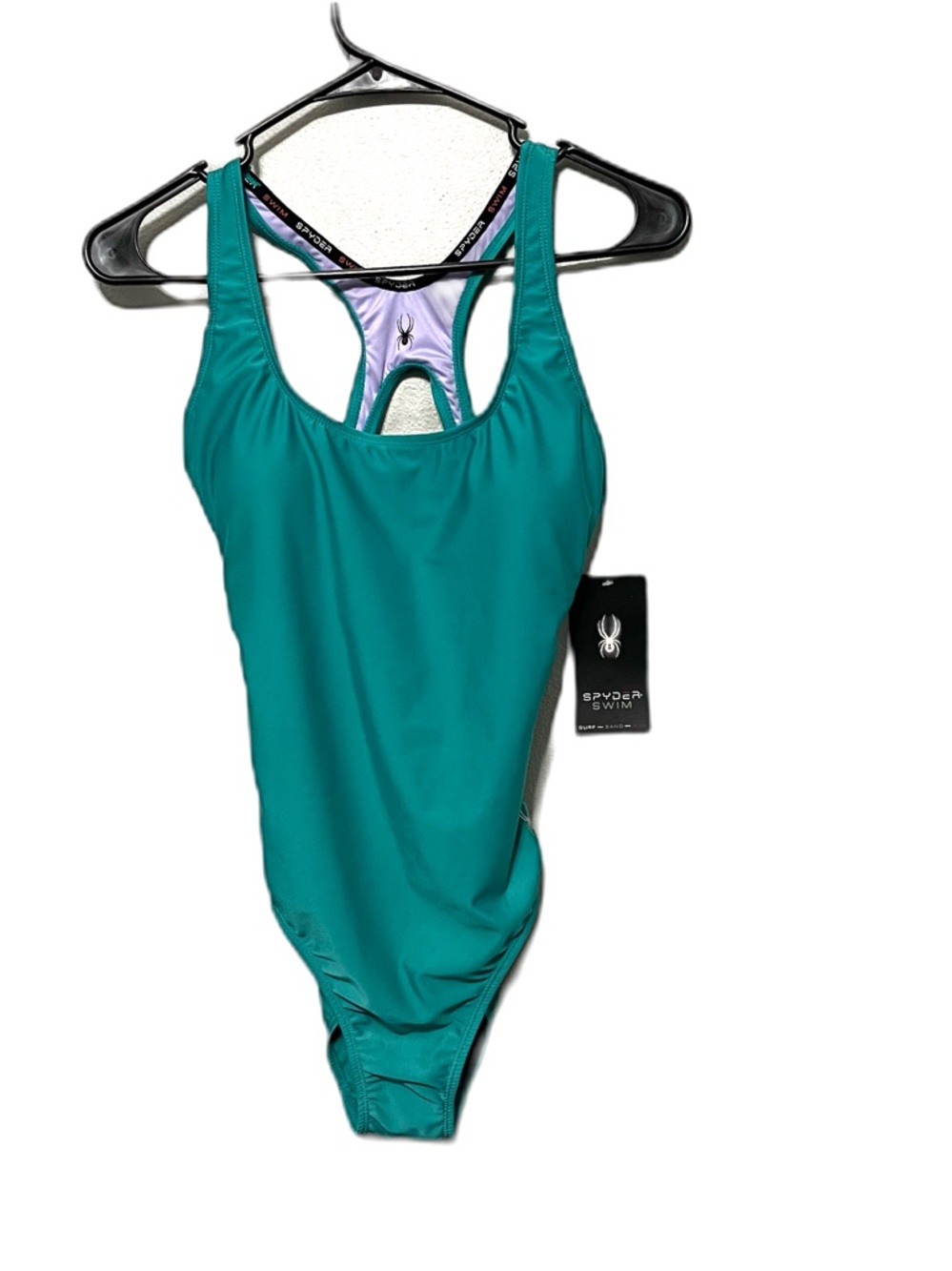 Spyder Padded One Piece High Thigh Swimsuit Dark Teal Stretch Summer NWT M